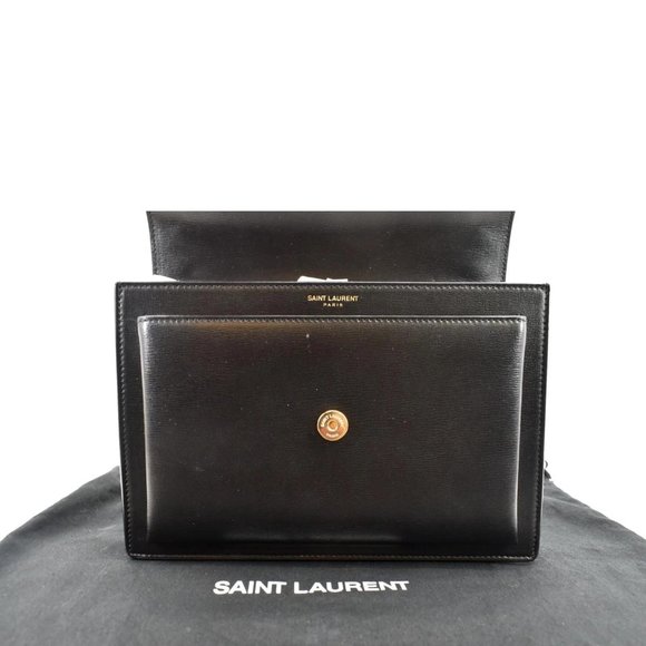 YVES SAINT LAURENT  Monogram Sunset Medium Leather Shoulder Bag Black - Picture 10 of 13